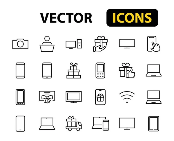 Smart Dispositifs Gadgets Linéaires Icônes Ensemble Vecteur Contient Des Icônes — Image vectorielle