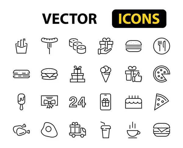 Ensemble Simple Icônes Restauration Rapide Liées Ligne Vectorielle Contient Des — Image vectorielle