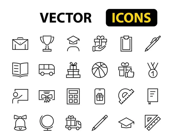 Simple Conjunto Artículos Escolares Contiene Iconos Como Estudiante Premio Geografía — Vector de stock