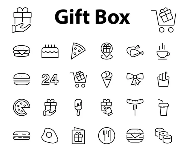 Simple Conjunto Iconos Comida Rápida Relacionados Con Línea Vectorial Contiene — Vector de stock