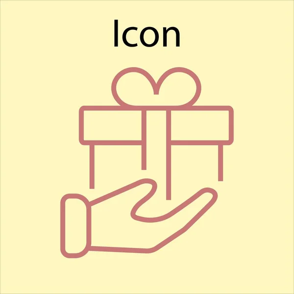 Hand Gift Icon Vector Symbol Edited Barcode Give Gift Isolated — Stock Vector