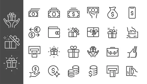 Business Finance Thin Line Icon Set Contém Ícones Como Moedas —  Vetores de Stock