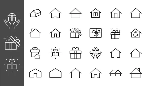 Ensemble Simple Modèles Icônes Maison Modifiables Couleur Contient Des Icônes — Image vectorielle