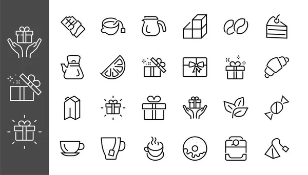 Kaffee Und Tea Linear Icons Set Enthält Ikonen Von Tee — Stockvektor