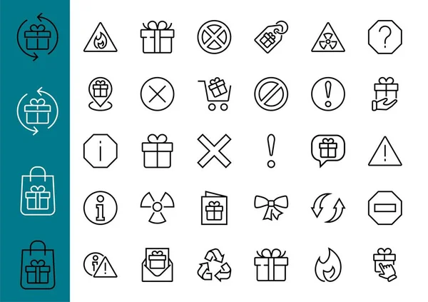 Varningar Enkel Uppsättning Tunna Linje Vektor Ikoner Innehåller Ikoner Som — Stock vektor