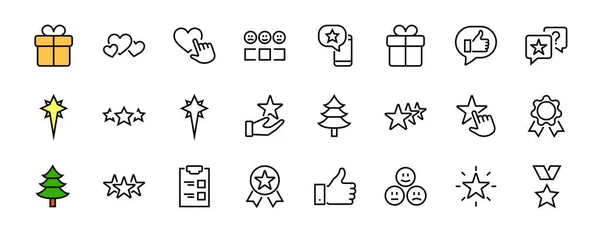 Feedback Set Simples Comentários Ícones Linha Fina Avaliação Revisão Star — Vetor de Stock