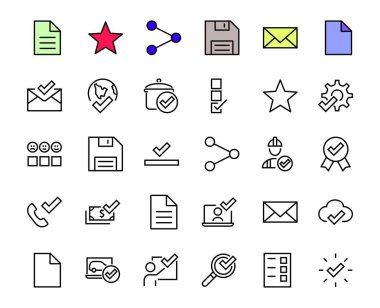 ICON çizgileriyle ilgili basit bir talep seti. Dosya yükleme, belge alma, mesajı okuma, çağrı alma ve daha fazlası gibi simgeleri içerir. Düzenlenebilir Bar. 48x48 Piksel Mükemmel