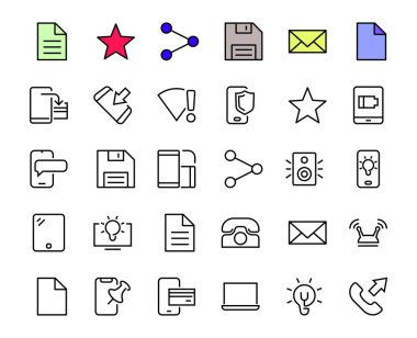 Laptop, tablet, koruma programı, telefon, dijital ağ, ince çizgi vektör aygıtları, düzenlenebilir vuruş simgeleri gibi akıllı aygıtların GADGet vektör simgeleri kümesi