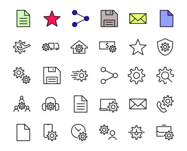  Vektör Satır Simgeleri ile ilgili basit bir ayar ve seçenekler kümesi. Belirlenmiş zaman, iş, telefon ve daha fazlası gibi simgeler içerir. Düzenlenebilir Vuruş.. 480x480