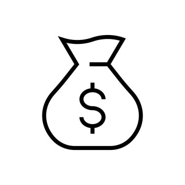 Para dolu çanta. Vector hattı simgesi. Düzenlenebilir vuruş. Dolarlı çanta, basit simge, izole edilmiş