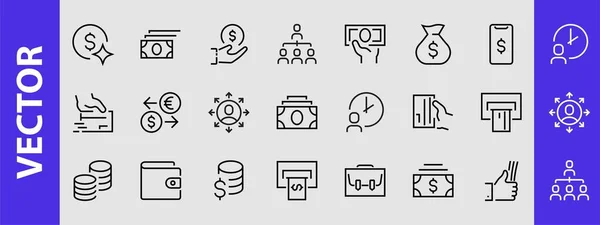 Business Finance Thin Line Icon Set Enthält Symbole Wie Münzen — Stockvektor