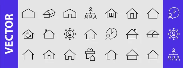 Einfache Reihe Von Farblich Editierbaren Haussymbolvorlagen Enthält Solche Symbole Heimatkalender — Stockvektor