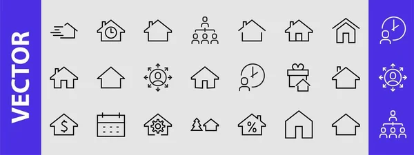 Ensemble Simple Icônes Vectorielles Ligne Maison Contient Des Symboles Maison — Image vectorielle