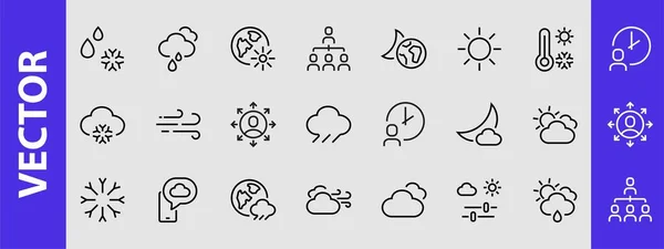 Wetter Set Von Symbolen Symbolen Wie Wettervorhersage Und Wolken Wind — Stockvektor