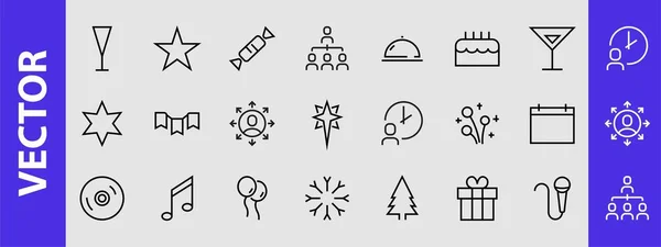 Sencillo Conjunto Iconos Celebración Relacionados Con Línea Vectorial Contiene Iconos — Archivo Imágenes Vectoriales