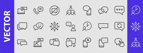 Conjunto Simple Iconos Línea Vectorial Mensaje Contiene Iconos Como Conversación — Archivo Imágenes Vectoriales