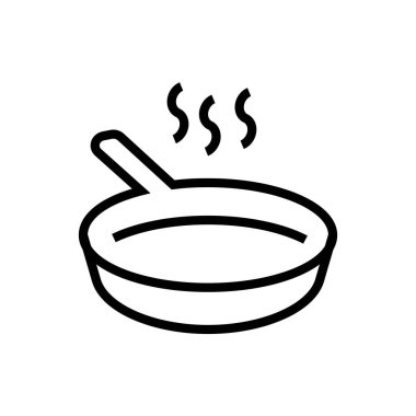 Kızaran Pan Simgesi Kızgın Tava Vektör Satırı Simgesi Düzenlenebilir Vuruşu İzole edilmiş Simge