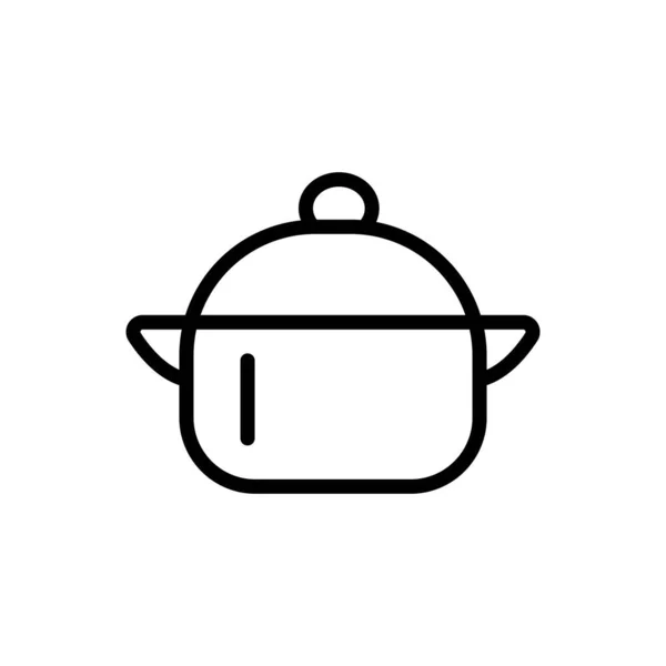 Cozinhar Pot Icon Vector Linha Panela Cozinha Ícone Curso Editável — Vetor de Stock