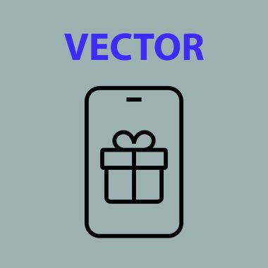 Mobil hediye vektör simgesi, yeni yıl doğrusal simgesi için online hediye deposu. Düzenlenebilir vuruş