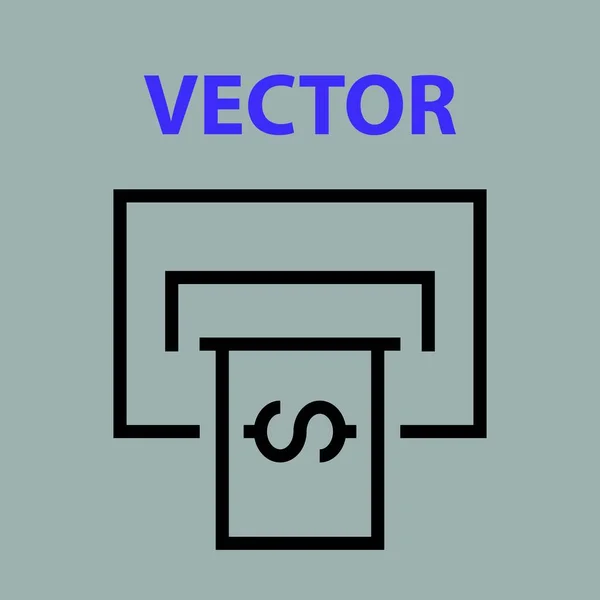 Máquina Atm Com Ícone Dólar Vector Linha Curso Editável Ícone — Vetor de Stock