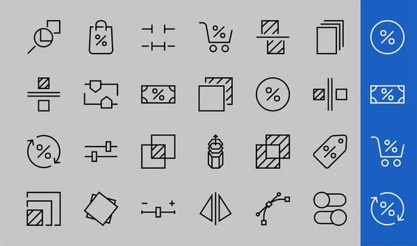 Eine Einfache Reihe Bildbearbeitungsbezogener Vektorzeilensymbole Enthält Symbole Wie Ausschneiden Kopieren — Stockvektor