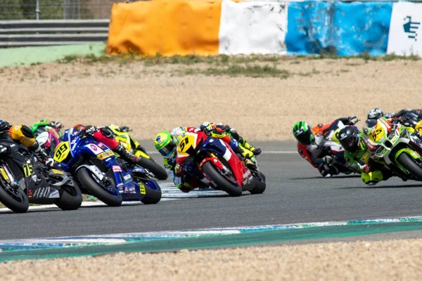 Esbk 2021 Jerez 1St 1St Race Fighting — Stok fotoğraf