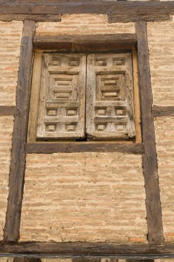 Eski cam tuğla duvar, soria, castilla ve leon, İspanya