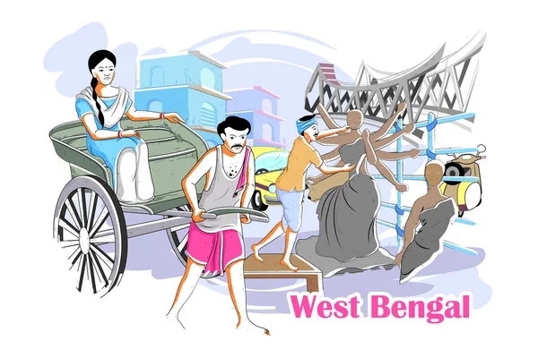 People and Culture of West Bengal, India — Stock Vector