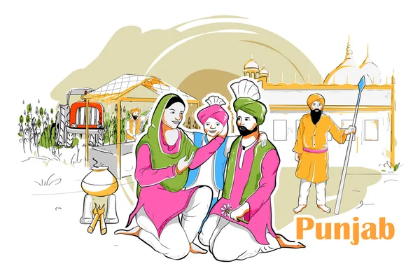 Pessoas e Cultura de Punjab, Índia —  Vetores de Stock