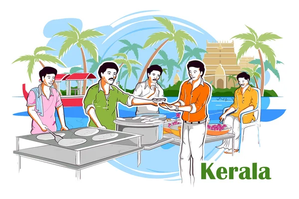 Az emberek és a kultúra Kerala, India — Stock Vector