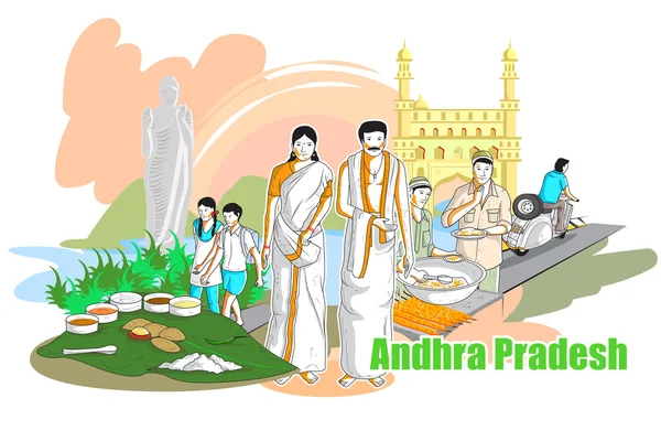 People and Culture of Andhra Pradesh, India — Stock Vector