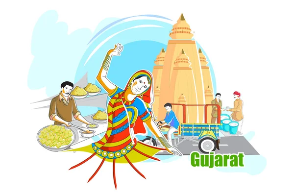 Mensen en cultuur van Gujarat, India — Stockvector