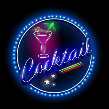 Neon ışık tabela kokteyl salonu için