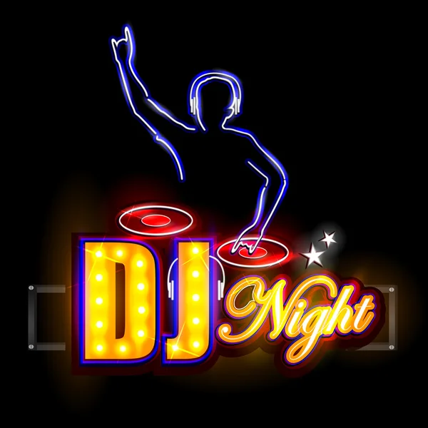 Letrero de luz de neón para DJ Night — Archivo Imágenes Vectoriales