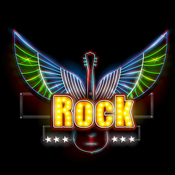 Placa de luz de néon para banner de rock — Vetor de Stock
