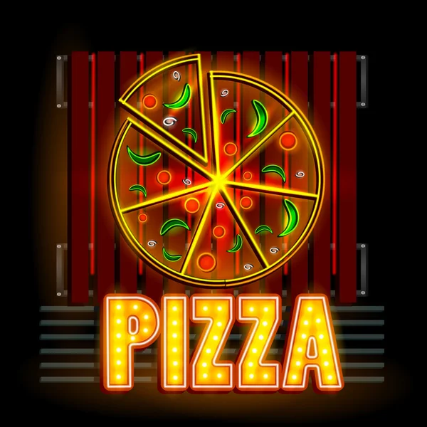 Neon licht uithangbord voor Pizza shop — Stockvector