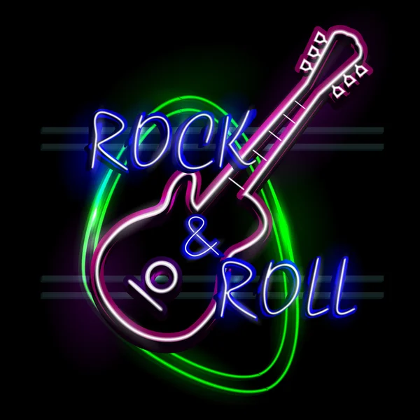 Insegne luminose al neon per Rock and Roll — Vettoriale Stock