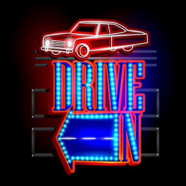 Neon ışık tabela Drive In için