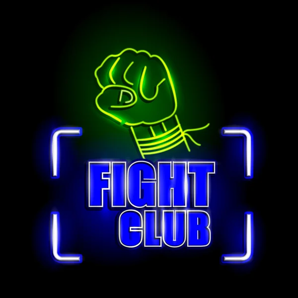 Placa de luz de néon para clube de luta —  Vetores de Stock