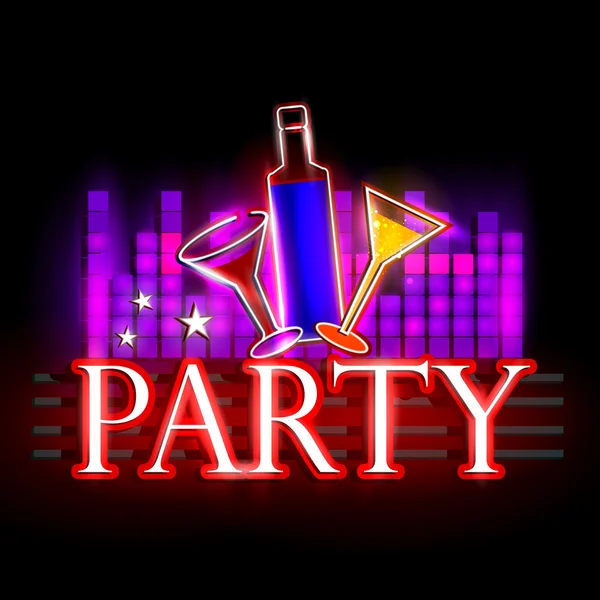 Neon Light signboard for Party — Stock Vector