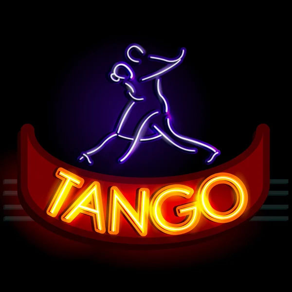 Neon ışık tabela Tango için — Stok Vektör