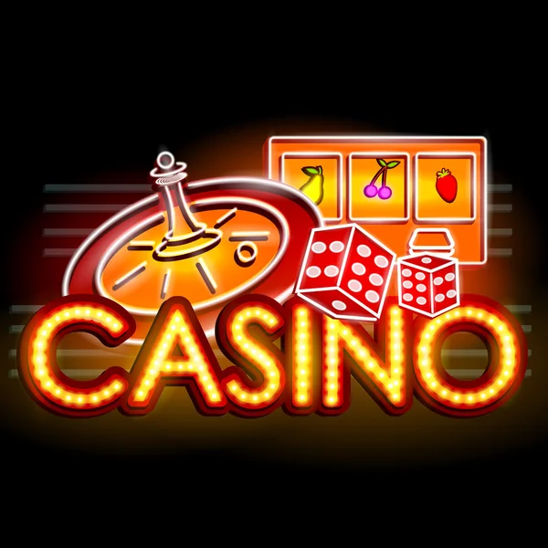 Letrero de luz de neón para Casino — Vector de stock