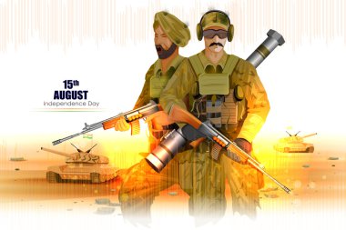 Soldier on Indian Independence Day celebration background clipart