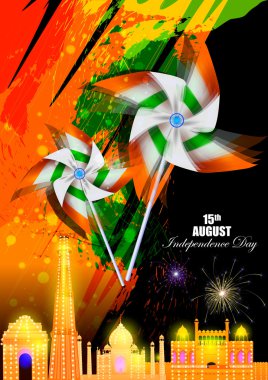 Monument and Landmark on Indian Independence Day celebration background clipart