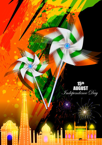 Monument and Landmark on Indian Independence Day celebration background