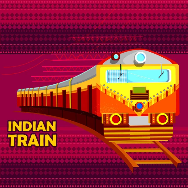 印度铁路火车代表多彩的印度 — 图库矢量图片