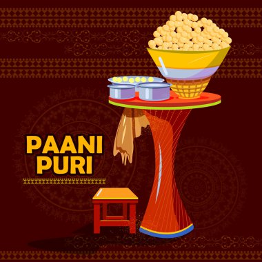 Hint Panipuri veya Gol Gappa Hindistan sokak gıda temsil eden