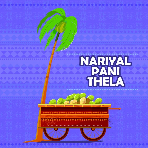 India Nariyal Pani carro que representa la comida callejera de la India — Archivo Imágenes Vectoriales