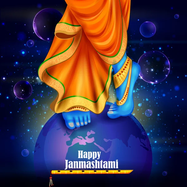 Felice sfondo Krishna Janmashtami — Vettoriale Stock
