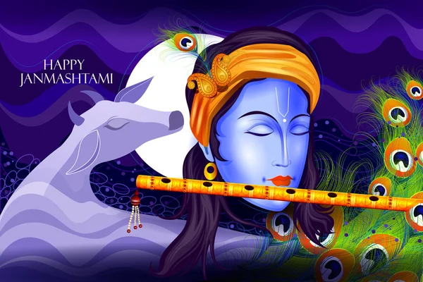 Feliz fondo de Krishna Janmashtami — Archivo Imágenes Vectoriales